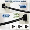 thumbnail image 4 of Barra de cortina de ducha Abiglifty, curva, 110-198 cm, resistente a la corrosión, color negro, 4 of 8