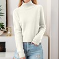 thumbnail image 2 of Arlun Women's Turtleneck Sweaters Long Sleeve Knitted Pullovers Loose Cozy Stretch Sweater Trendy Fall Winter Solid Color Basic Jumper Tops White XL, 2 of 4