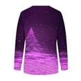 thumbnail image 4 of Craaazy Women's Christmas Long Sleeve Shirts Colorful Snowflake Christmas Tree Printed Round Neck Xmas Tops Gifts, 4 of 5