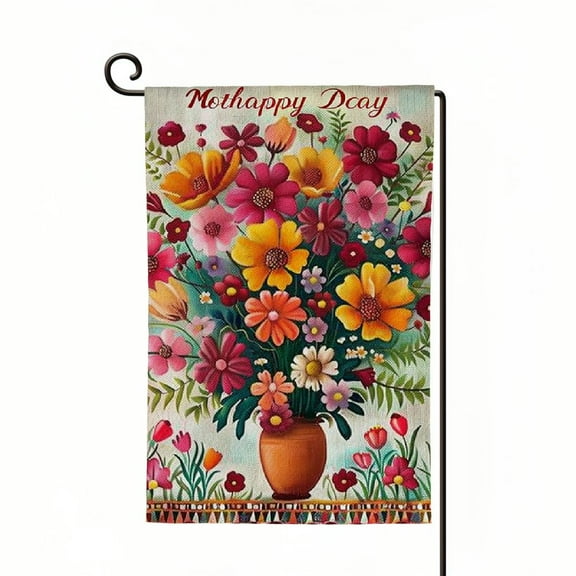 PHYHOO  Heaven Mother's Day Garden Flag Double Sided, Burlap Small Vertical Memorial Floral Flower Garden Yard Flags Mom Mama Grandma Cemetery Decorations for Grave White