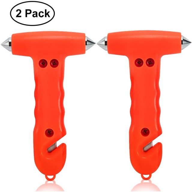 Paquete de 2 martillos de seguridad para automóvil, seguridad, herramienta de escape de emergencia roja llamativa para accidentes automovilísticos