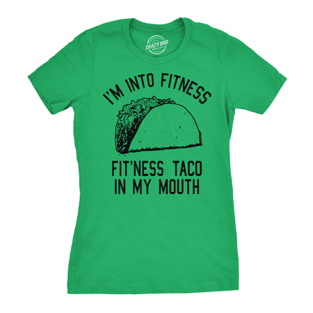 Womens Fitness Taco Funny Gym T Shirt Cool Humor Graphic Muscle Tee For Ladies (Green) - XXL Womens Graphic Tees