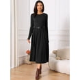 thumbnail image 3 of DARING DIVA Midi Dress Crewneck Long Sleeve Flowy Dress S Black, 3 of 6