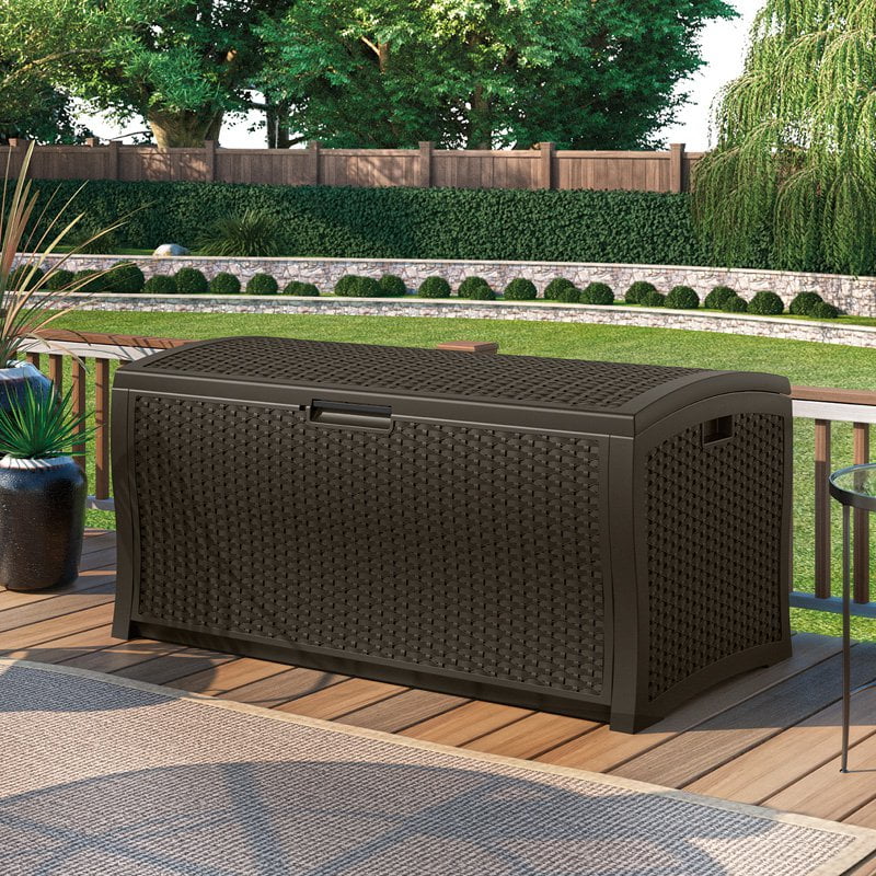 Suncast 52 in. 122-Gallon Resin Wicker Deck Box by Suncast Corp