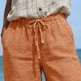 thumbnail image 7 of UAMVSH Bermuda Shorts for Women Knee Length Casual Drawstring Linen Shorts Button Side Split Summer Beach Shorts with Pockets, 7 of 7