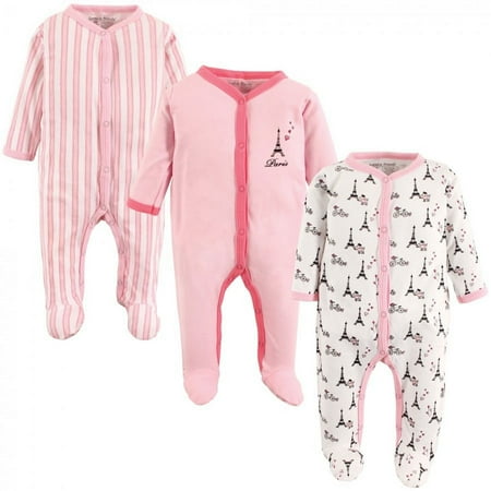 UPC: 0660168335149 | Luvable Friends Baby Girl Cotton Snap Sleep and Play 3pk  Paris  6-9 Months