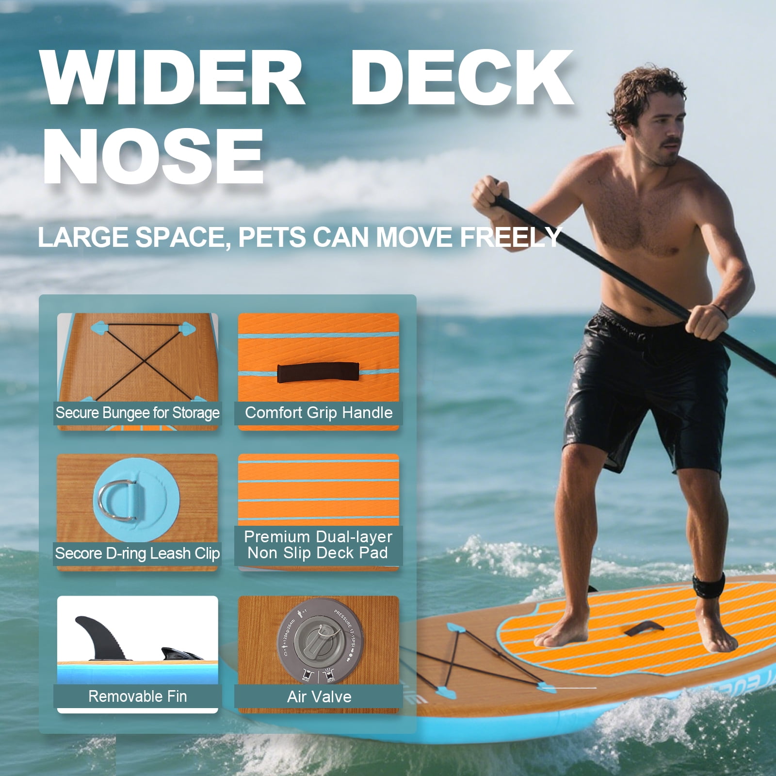 HHSJZWCY 10' Ultra-Light Inflatable Stand up Paddle Board for Adult, Extra Wide SUP with Premium Accessories