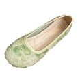 thumbnail image 2 of Aobny Teacher Shoes Women's Shoes Flat Shoes Micro-Wedge Flats Slip On Shoes Shoes Round Toe Orthopedic Green Pull-On Casual Shoes for Women,Size 38, 2 of 5