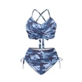 thumbnail image 5 of SEANATIVE Bikini Set for Women Two Piece Swimsuit V Neck High Waisted Bikini Sets Stylish Swimsuit Push Up Twist Front Ruched Bathing Suit for Hawaii Beach, XS, Blue Camouflage, 5 of 7