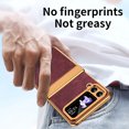thumbnail image 7 of Compatible with Samsung Galaxy Z Flip 3 5G Luxury Case with Hinge Protection, Classical Plating PC with PU Leather Protective Anti-fingerprint Cover Phone Case for Samsung Z Flip 3, Rose, 7 of 7