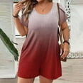 thumbnail image 2 of Dianli Plus Size Jumpsuit Romper Women's Round Neck Puff Sleeve Gradient Color Pocket Plus Size Casual Short Jumpsuit Comfortable Breathable Summer One Piece Jumpsuit Romper, 2 of 6