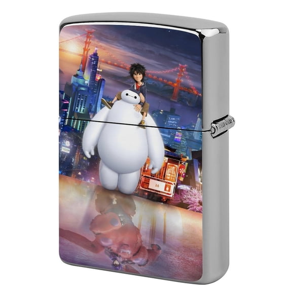 Baymax-theme Copper Metal Lighter Shell, Premium Replacement Refillable Lighter Case with Durable Metal Construction, Compatible with Zippo and Most Standard Lighter Models