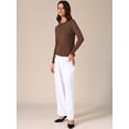 thumbnail image 2 of DARING DIVA Women's Boat Neck Long Sleeve Ribbed Sweaters XL Coffee, 2 of 6