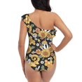 thumbnail image 5 of Honeii Sunflowers Bee for women's one-piece swimsuit featuring a chic one-shoulder design experience elegance and style in the water-Small, 5 of 6