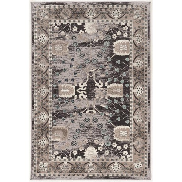 Linon Vintage Zeigler Power Loomed Microfiber Polyester 2'x3' Rug in Gray