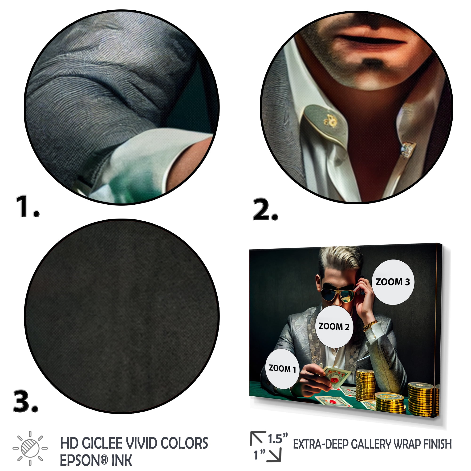 Designart Photorealistic Of Man Gabling II Canvas Wall Art