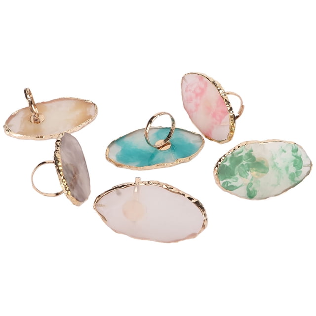 Anillo de Paleta de Mezcla de Color, 6pcs Resina Paletas de arte de uñas Anillos de Textura CÓMODA Limpia Limpiadora Hermosa Para Colores de Labios