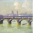 thumbnail image 2 of Claus, Emile 12x12 Gold Ornate Wood Framed with Double Matting Museum Art Print Titled - Waterloo Bridge and Hungerford Bridge With The Houses of Parliament Beyond, 2 of 4
