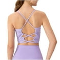 thumbnail image 2 of JGGSPWM Women's Workout Sports Bras Fitness Padded Yoga Crop Tank Top Twist Back Cami Tees Purple XL, 2 of 5