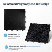 FlooringInc Nitro Garage Floor Tiles, Diamond Pattern, Interlocking, Black, 12x12, 1 pack, 1 sq/ft