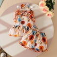 thumbnail image 2 of YuYuBao Toddler Girls Outfits Sets Summer Sleeveless Floral Print Vest Tops Tshirts + Ruffles Shorts + Headbands 3 Piece Kids Girls Boho Outfits, 9-12 Months, 2 of 6