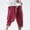 Red, variant on Men's Linen Harem Capri Pants Loose Fit Cropped Trouser Drawstring Elastic Waist Casual Summer Beach Yoga Trousers Gray L