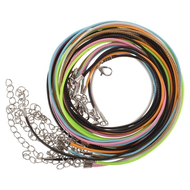 BRIGHTFUFU 10Pcs 60cm Parejas Collar Hombres Mujeres 1.5mm Fabricación de joyas Rebordear Elaboración Cuerda de cordón de algodón encerado con cierre (Color surtido)