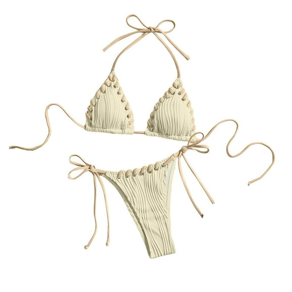 Ynynloco Bikini Sets for Women Halter String Triangle Bathing Suit Tie Side String Cheeky Swim Suits