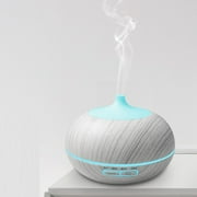 550ml Wood Grain Essential Oil Diffuser with Remote - 6 Oil Blends Bundle, 7 Color LED Mood Lighting, Ultra-Quiet Humidifier for Home, Office, Yoga