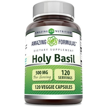 Amazing Formulas Holy Basil 1000 Mg Per Serving 120 Veggie Capsules Supplement | Non-GMO | Gluten Free | Made in USA | Suitable for Vegetarians