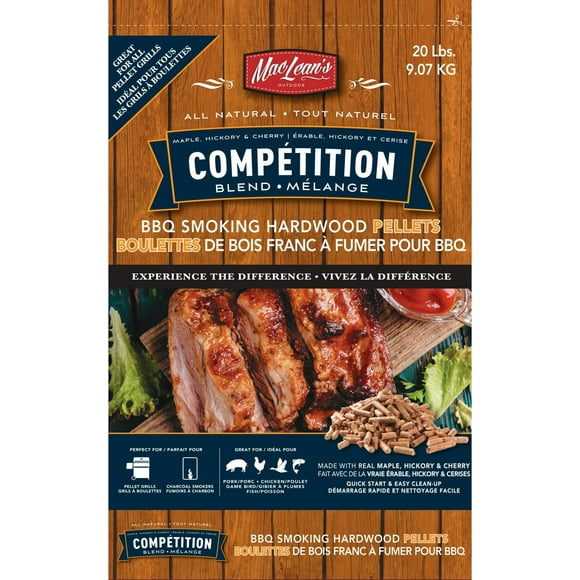 Maclean's Granulés à fumer pour barbecue, mélange de compétition, 20 lb Granulés pour fumage BBQ Competition Blend