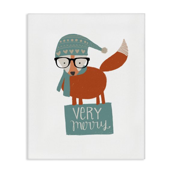 Stupell Industries Eclectic Very Merry Hipster Fox Canvas Art, 16 x 20, by Katie Doucette