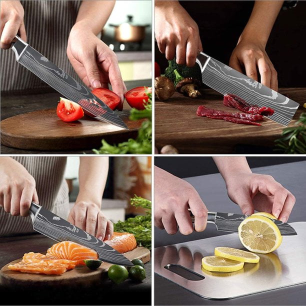 5pcs Kitchen Knives Set Stainless Steel Chef Knife Cleaver Butcher Chopping  Meat