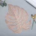 thumbnail image 5 of Travelwant Leaf Shaped Vinyl Placemats for Dinner Table Metallic Plastic Gold Place Mats Wipeable Table Mats for Wedding Annersary Dinner Table Decoration Mats, 5 of 7