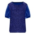 thumbnail image 7 of Shadoumai Women's Casual Sparkling Sequin Design Short Sleeve T-Shirt Loose Fit Comfort Round Neck Everyday Wear Tee, 7 of 7