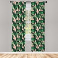 thumbnail image 4 of Ambesonne Grunge Window Curtains, Murky Leaves in Triangles, Each 28" W x 63" L, Hunter Green and Pale Pink, 4 of 4