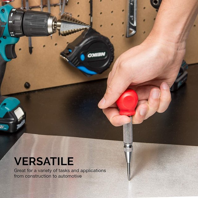 Perforadora central automática de 5 pulgadas, herramienta perforadora con resorte de impacto ajustable, perforadora central de acero para madera