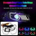 thumbnail image 4 of RGB LED Headlight Refit Colorful Angel Eye Halo Rings Hex Light App Remote^ F4V9, 4 of 8