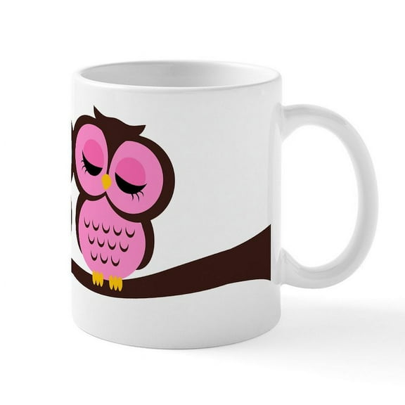 CafePress - Lovely Owl Couple Mug - 11 oz Ceramic Mug - Novelty Coffee Tea Cup