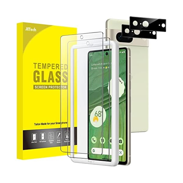xixishop Screen Protector for Google Pixel 7 with Camera Lens Protector, Easy Installation Tool, Tempered Glass Film, Fingerprint ID Compatible, HD Clear, 2-Pack Each