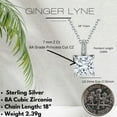 thumbnail image 4 of Princess Cut Solitaire Necklace for Women Sterling Silver 2 Ct Cubic Zirconia 18" Chain Ginger Lyne, 4 of 6