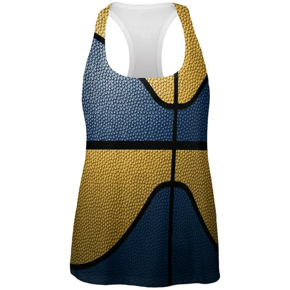 Championship Basketball Blue and Yellow All Over Womens Work Out Tank Top Multi LG