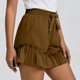 thumbnail image 4 of FRSASU Flowy Shorts for Women Boho Ruffle Skorts Elastic Waist Bow Knot Casual Summer Shorts with Pockets Brown, 4 of 7