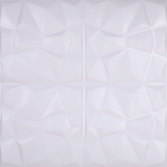 Dundee Deco Peel and Stick 3D Self Adhesive Foam Wallpaper - off White Diamond, 2.3 ft x 2.3 ft each, 10-pack