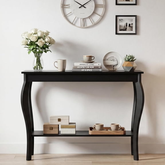 Narrow Console Table, Chic Accent Sofa Table, Entryway Table, 39.3 Inch, Black
