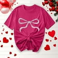 thumbnail image 2 of Primavera Top Mujeres Moda Casual Nueva Cinta de Arco Impresa Cuello Redondo Camiseta de Manga Corta, Camiseta de Cuello Tripulado, 2 of 8