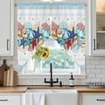 thumbnail image 3 of Swag Valance Curtains for Windows, Sky Blue Ocean Starfish Light Filtering Kitchen Curtains with Rod Pocket, Summer Coastal Coral Conch Window Treatment Valances for Living Room, 36x45 - 2 PCS, 3 of 9