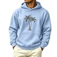 thumbnail image 2 of Zylanna Men's Pullover Hooded Sweatshirts with Front Pocket, Solid Hoodies Soft & Comfy Palm Tree Long Sleeve Casual Outdoor Basic Top for Men Light Blue, 2 of 7