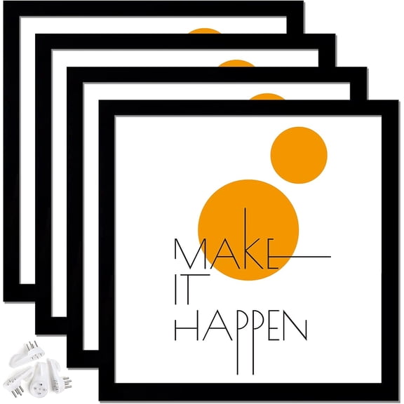 8x8 Picture Frame Set of 4, Black 8 x 8 Frame High Transparent Wall Gallery Poster Canvas Photo Frames for 8 by 8 inches