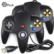 LUXMO USB N64 Controller, 2 Pack Classic Retro N64 Wired USB PC Game pad Joystick, N64 Bit USB Wired Game Stick Joy pad Controller for Windows PC MAC Linux Raspberry Pi 3 Genesis Higan